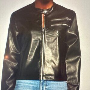 STOOCH MED BLACK VEGAN LEATHER JACKET NWT